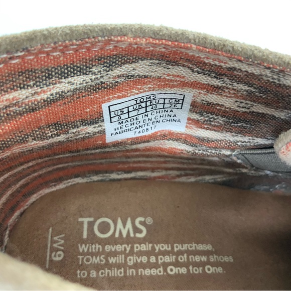 TOMS Kala Wedge Booties Tan Suede Leather Ankle Booties Boots Size 9 - Picture 7 of 9